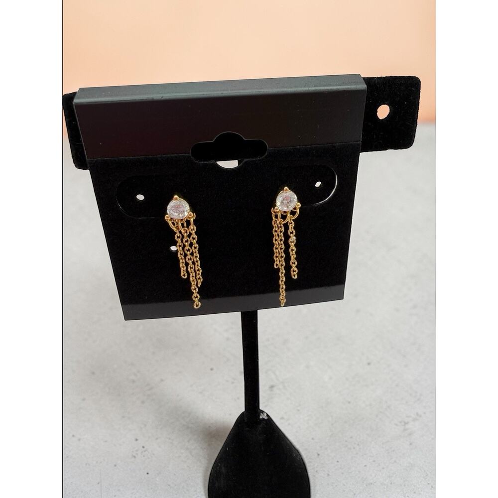 18kt Gold Plated Chain Dangle Drop Metal Earrings for Lobe Fashion Jewelry